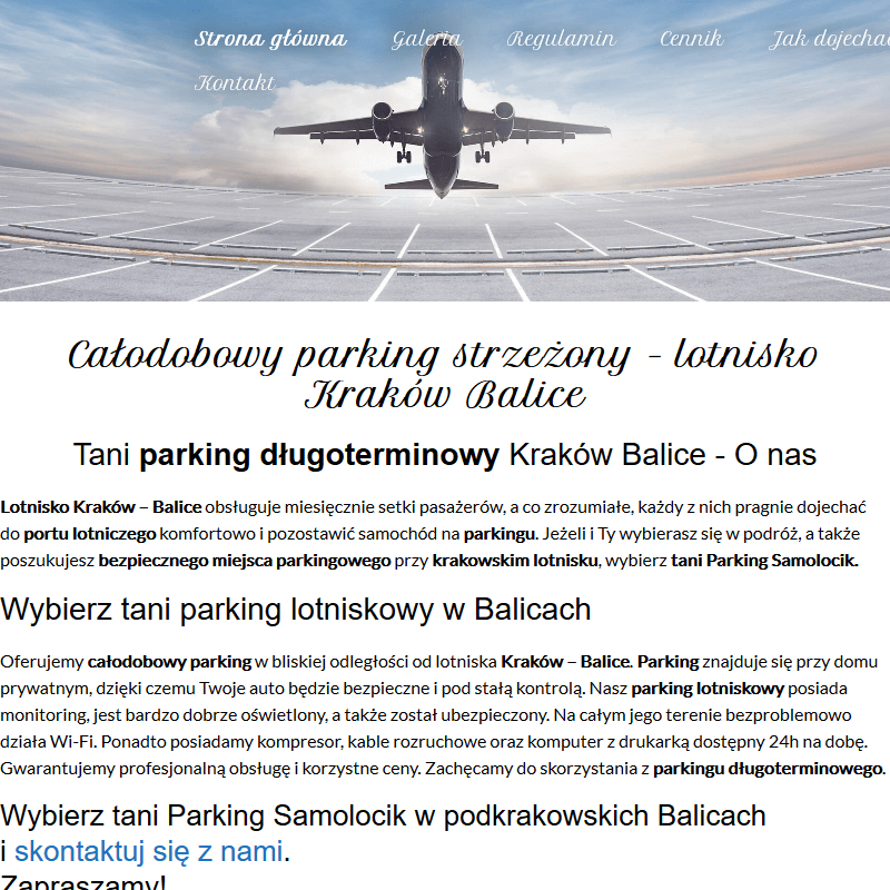 Parking samochodowy balice w Krakowie